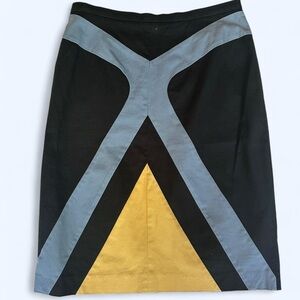 Harve Benard Black Blue Yellow Pencil Skirt Sz 8